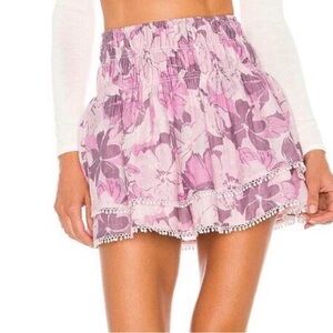 Tularosa Lilac Floral Ruffle Mini Skirt